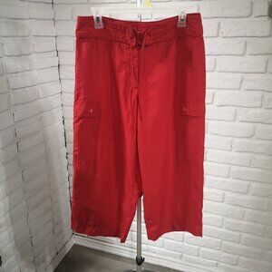 Izod Ladies Size 12 X-tra Dry Ankle Length Red Straight Wide Legs Golf Pants